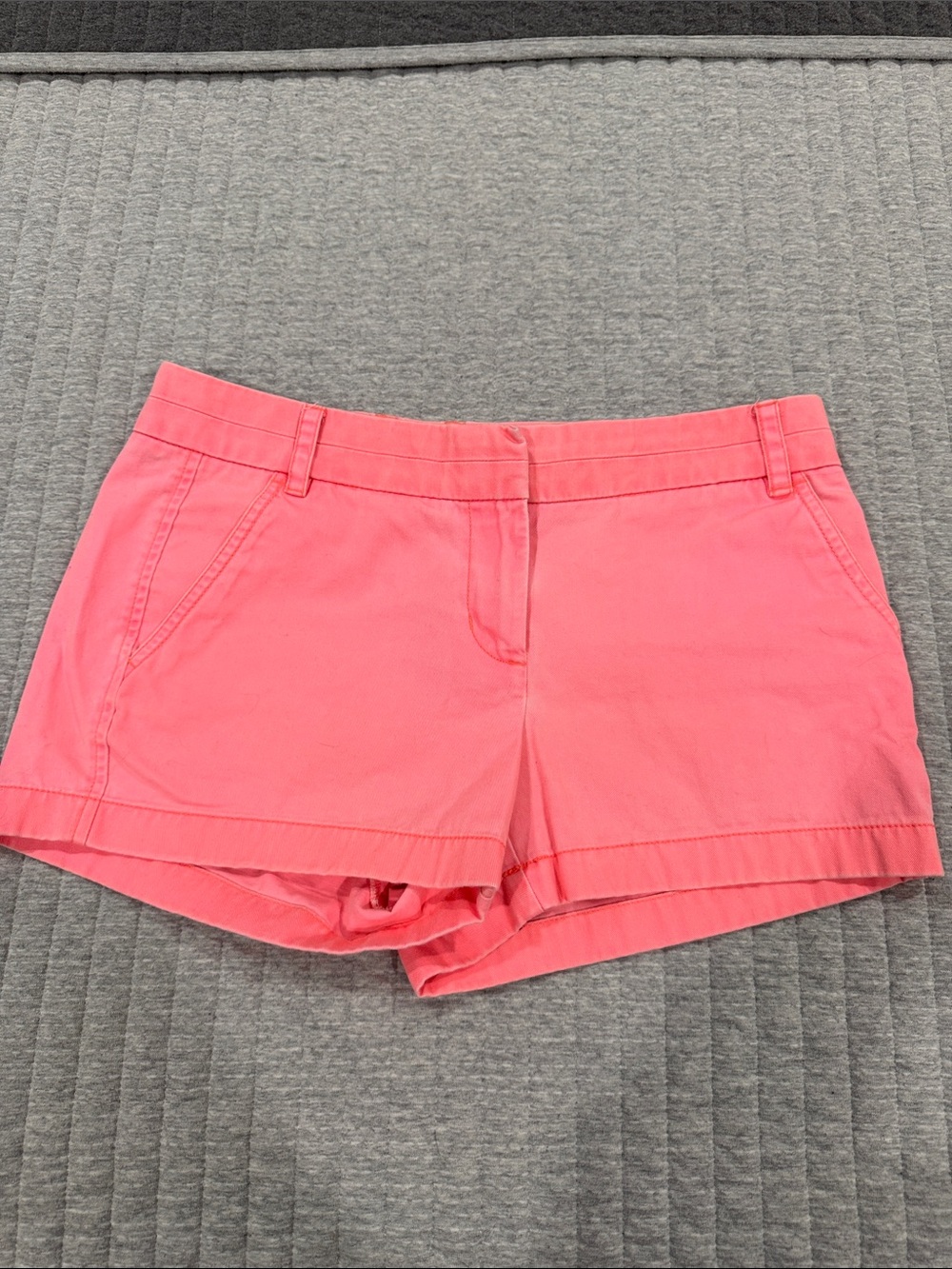 J. Crew washed neon Coral Pink Chino Shorts Sz 4 3” inseam